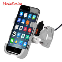 MotoLovee Universal Phone Holder QC 3.0 Motorcycle USB Charger Waterproof 12V MotorBike Mobile Phone Mount Power Adapter Mirror